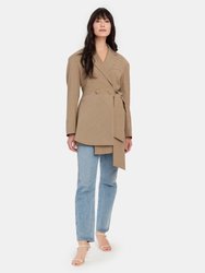 Wool Blend Asymmetric Jacket - Greyish Beige