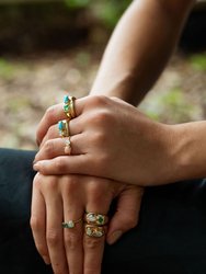 Chunky Signet in Green Onyx and Turquoise