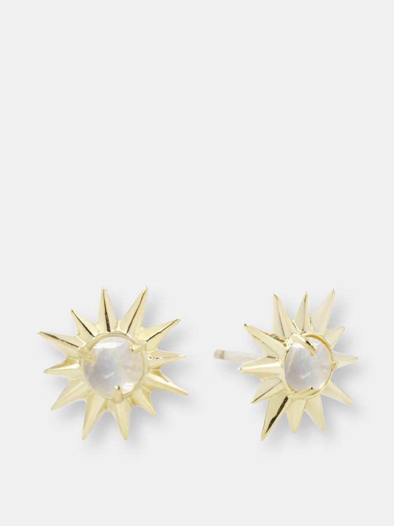 Starburst Studs in Moonstone - Gold