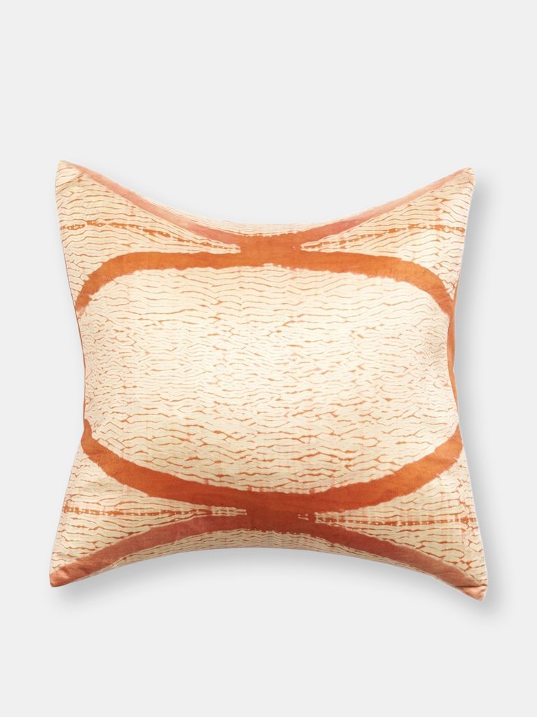 Arc Coral Silk Pillow - Orange