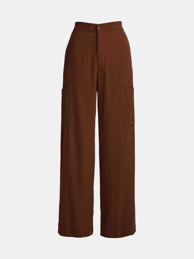 Pocket Pant w/ Front Zip - Brown