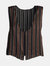 Silk Striped Vest - Black Silk / Brown