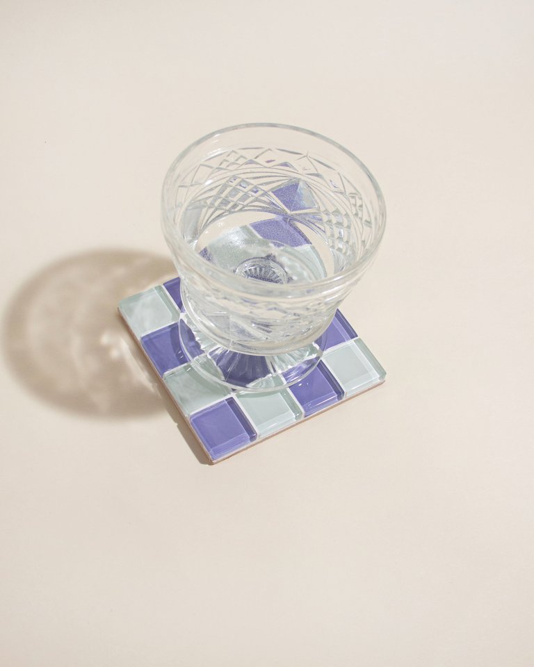 Glass Tile Coaster - Lavender Latte - Lavender Latte
