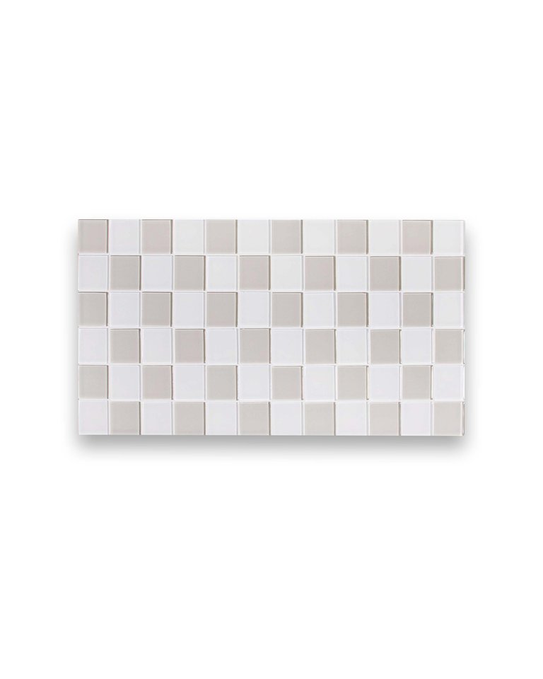 Glass Tile Decorative Tray - Beige Checkered