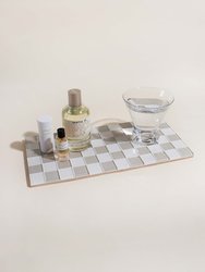 Glass Tile Decorative Tray - Beige Checkered - Beige Checkered