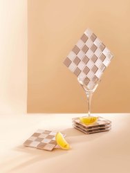 Glass Tile Decorative Tray - Beige & White Checkered