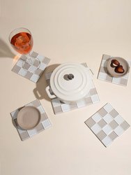 Glass Tile Decorative Tray - Beige & White Checkered