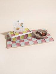 Glass Tile Decorative Tray - Pink Himalayan Salt Milk Chocolate - Pink Himalayan Salt Milk Chocolate