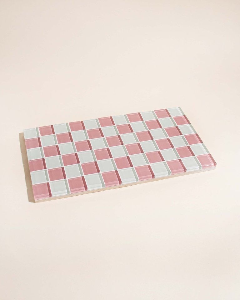 Glass Tile Decorative Tray - Pink Himalayan Salt Milk Chocolate