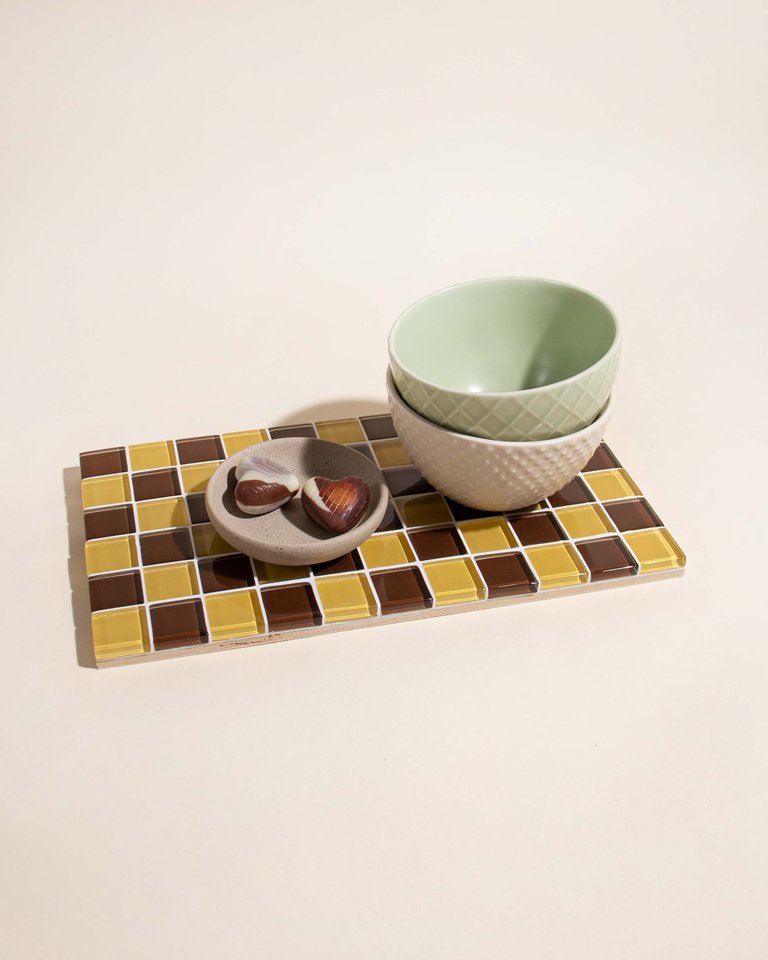 Glass Tile Decorative Tray - Toffee & Almond Dark Chocolate - Toffee & Almond Dark Chocolate