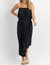 Ayanna Asymmetric Tube Midi Dress In Black