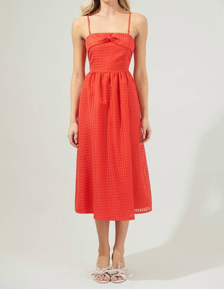 Cary Chest Bow Midi Dress In Red - Red