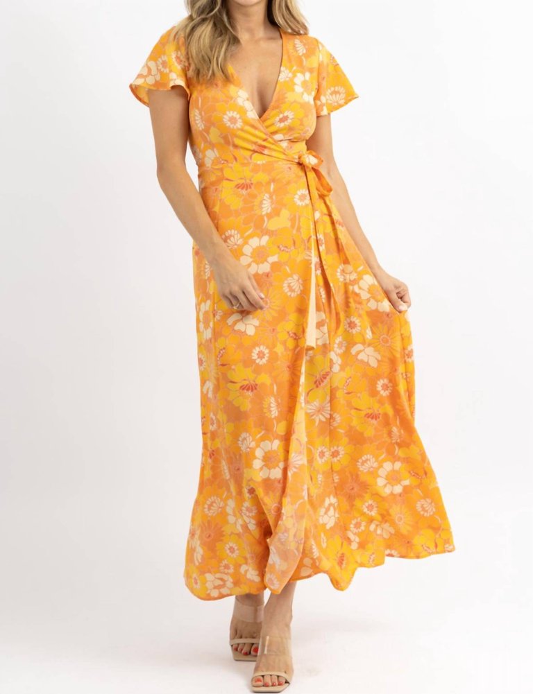 Honey Rust Wrap Maxi Dress In Yellow