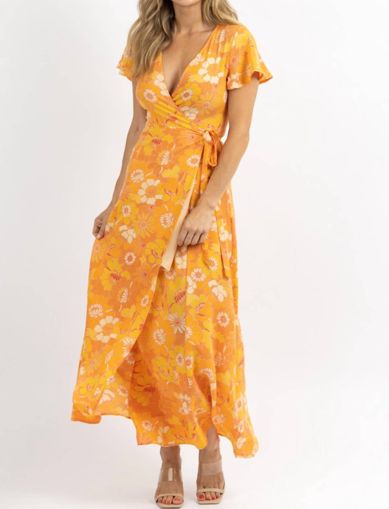 Honey Rust Wrap Maxi Dress In Yellow - Yellow