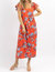 Kyrah Floral Cotton Midi Dress In Orange