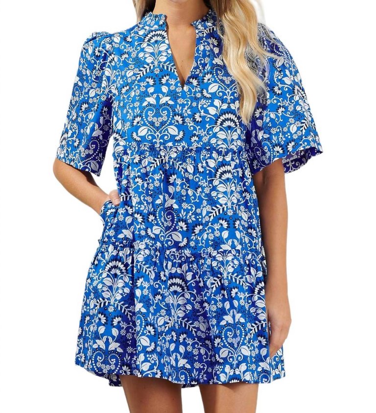 Lulu Floral Tomales Mini Dress In Blue - Blue