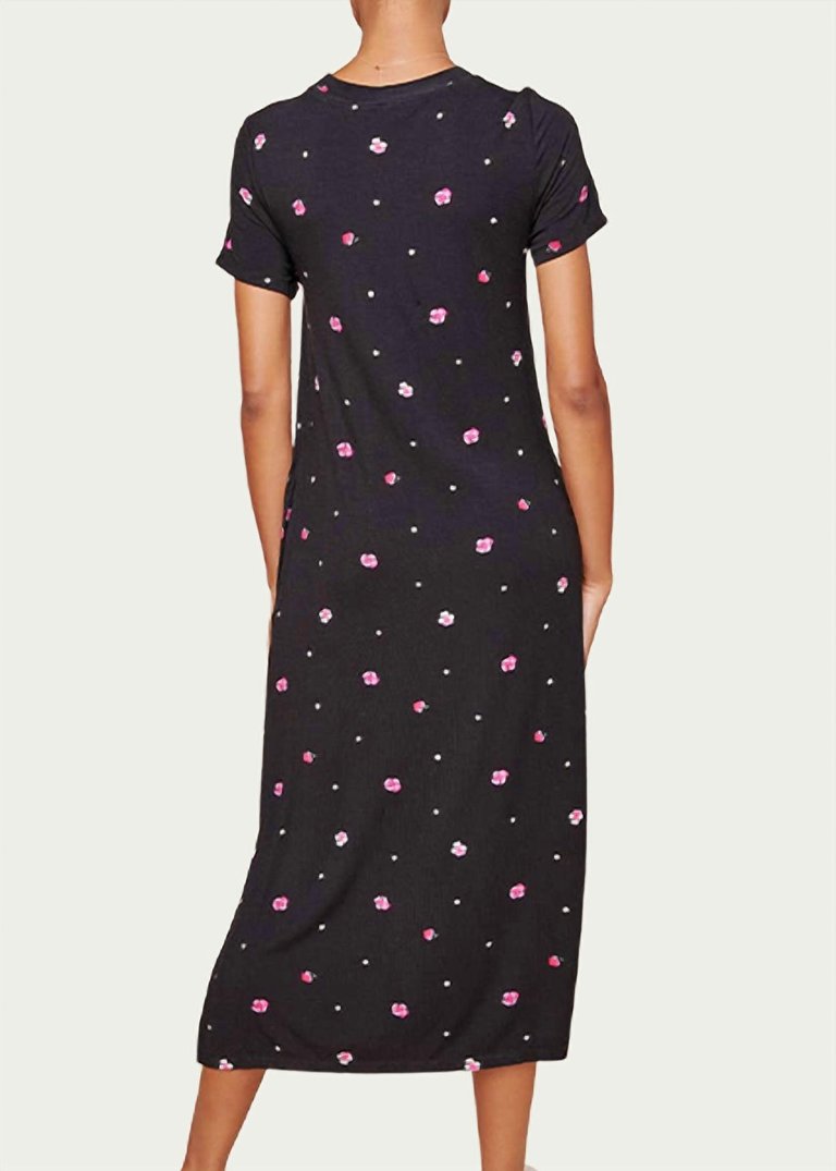 Mika Floral-Print Stretch-Jersey T-Shirt Midi Dress In Pink/black