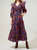 Round Top Smocked Floral Poplin Dress In Navy Fuchsia