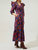 Round Top Smocked Floral Poplin Dress In Navy Fuchsia