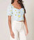 Viviana Puff Sleeve Crop Top In Yellow Blue Multi