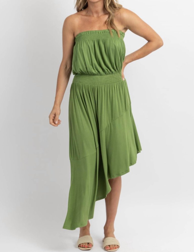 Willow Ayanna Asymmetric Midi Dress In Green - Green