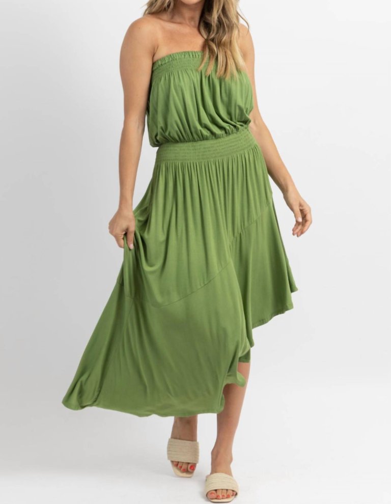 Willow Ayanna Asymmetric Midi Dress In Green