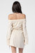 Beige Cotton Off The Shoulder One Side Cut Out Dress