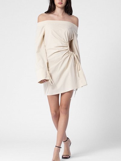 Summer Wren Beige Cotton Off The Shoulder One Side Cut Out Dress product