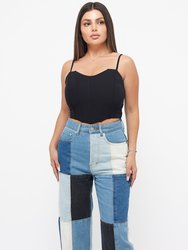 Black Fitted Corset Top - Black