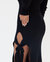 Black Fitted Knit Dress With Side Tie