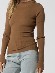 Brown Knitted Open Back Tie Detail Sweater
