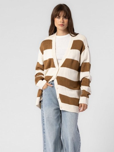 Summer Wren Brown Oversized Knitted Striped Cardigan product