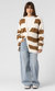 Brown Oversized Knitted Striped Cardigan - Ivory and Brown