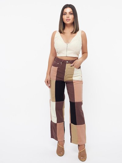 Summer Wren Color Block Hight Waisted Brown Stretch Jeans product