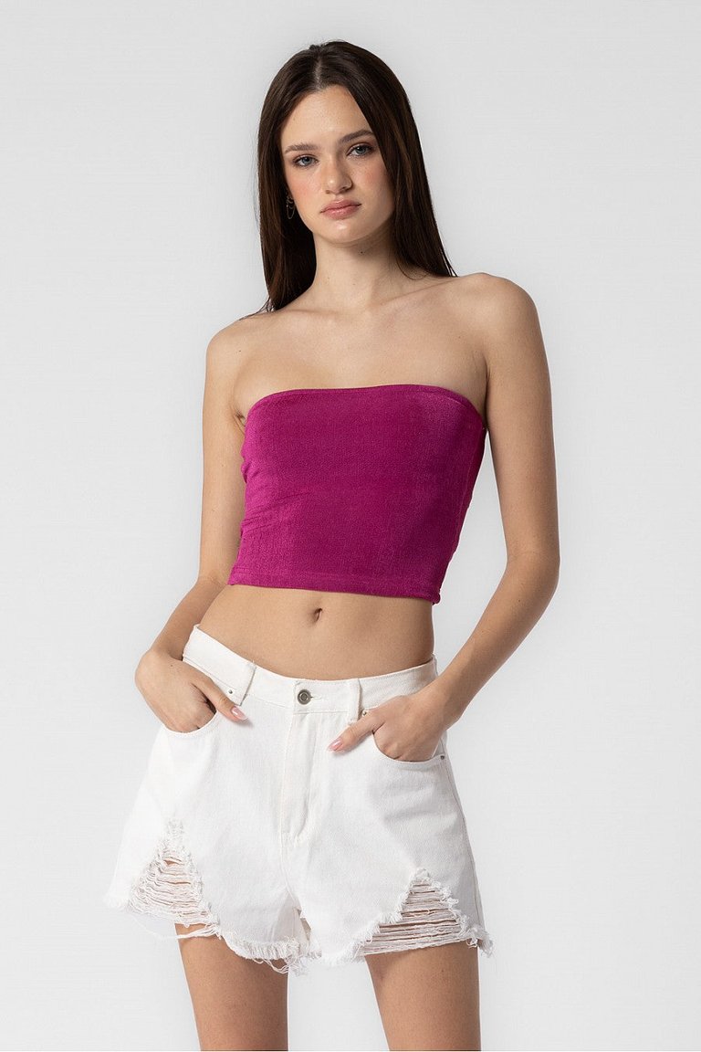 Knit Cropped Tube Top - Pink