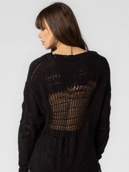 Knitted Distressed Sweater - Black