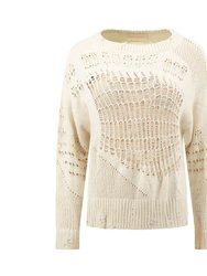 Knitted Distressed Sweater In Bone