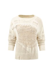 Knitted Distressed Sweater In Bone