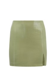 Lime Green Faux Leather Mini Skirt
