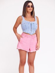 Pink Pull On Cotton Short - Pink