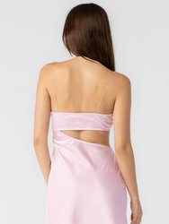 Pink Satin Side Cut Out Mini Dress