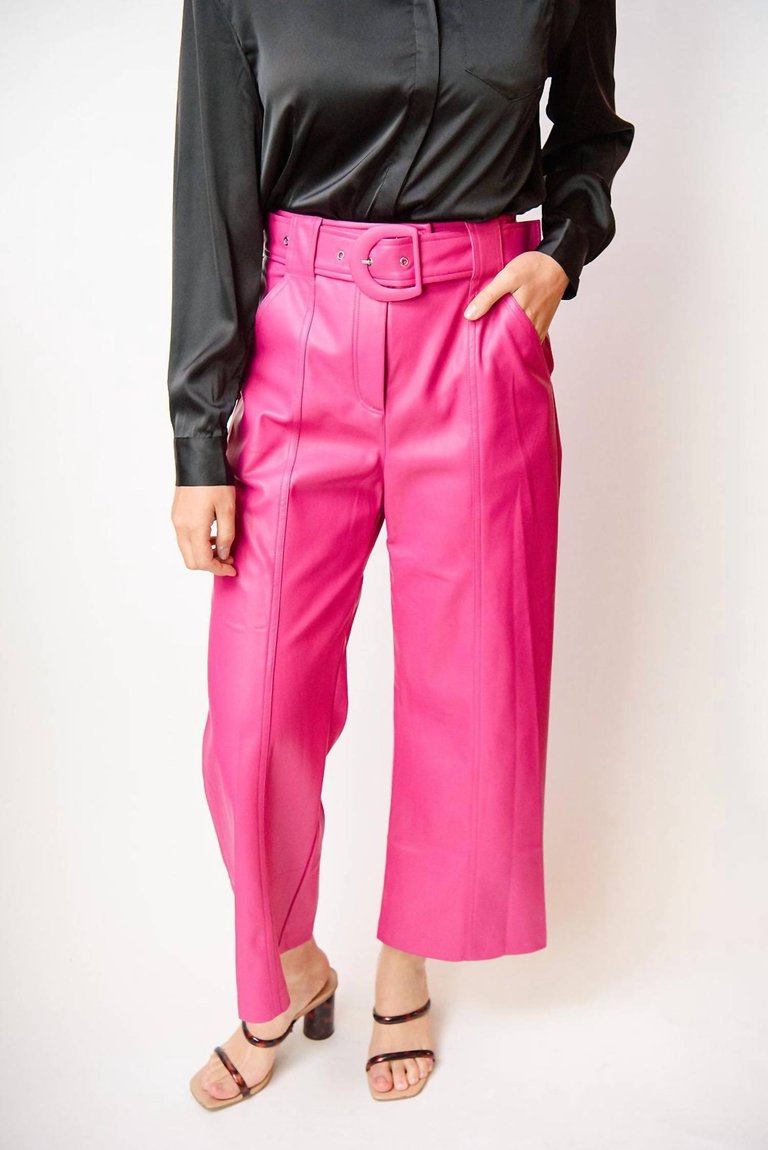 Joy Faux Leather Pant In Hot Pink - Hot Pink