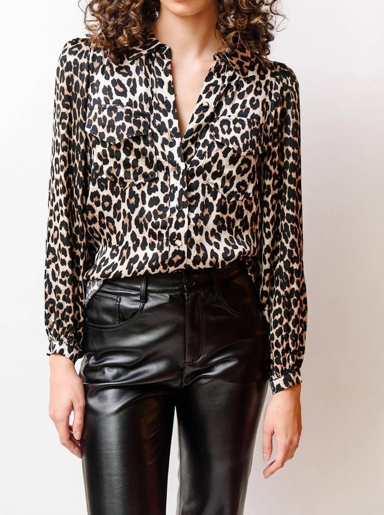 Lanna Leopard Blouse In Brown