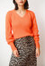 Protia V-Neck Sweater In Orange - Orange