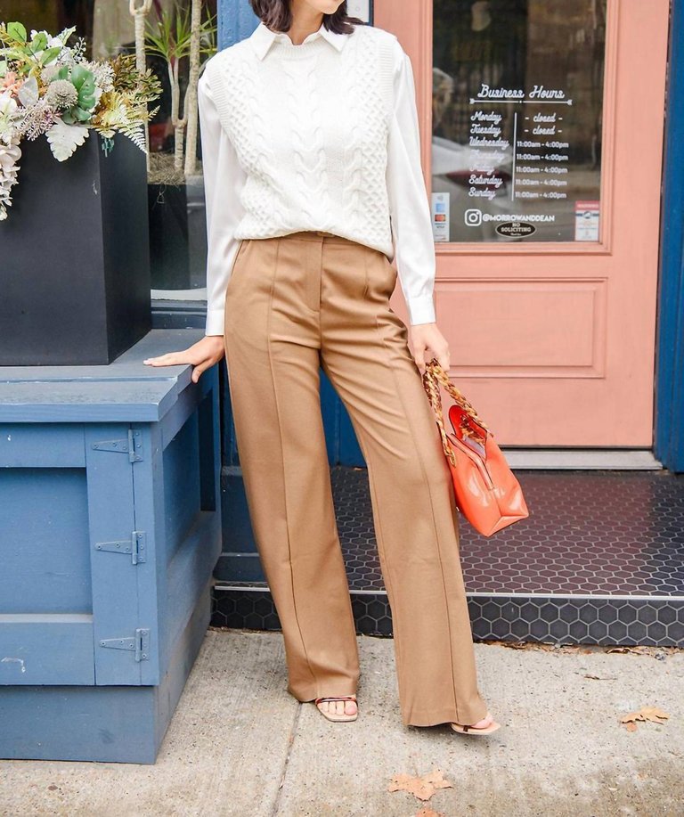 Tan Wide Leg Trouser In Tan