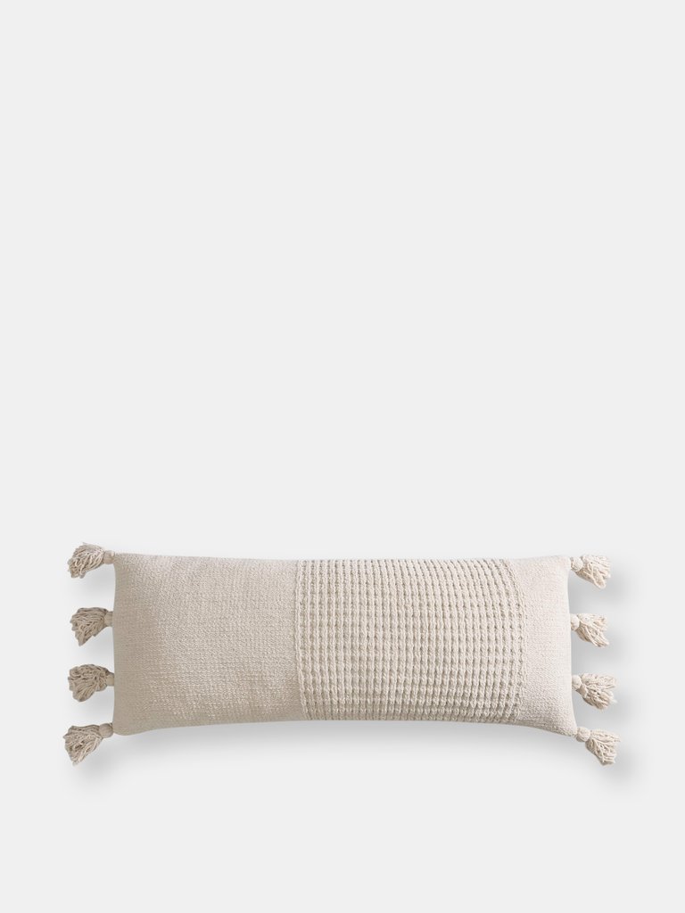 Braided Pom Pom Lumbar Pillow - Sahara Tan