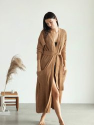 Nube Ribbed Long Cardigan - Camel