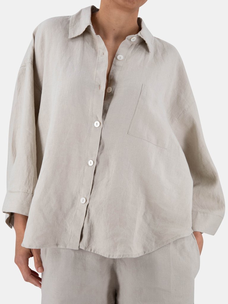 Agnes Linen Top - Dove