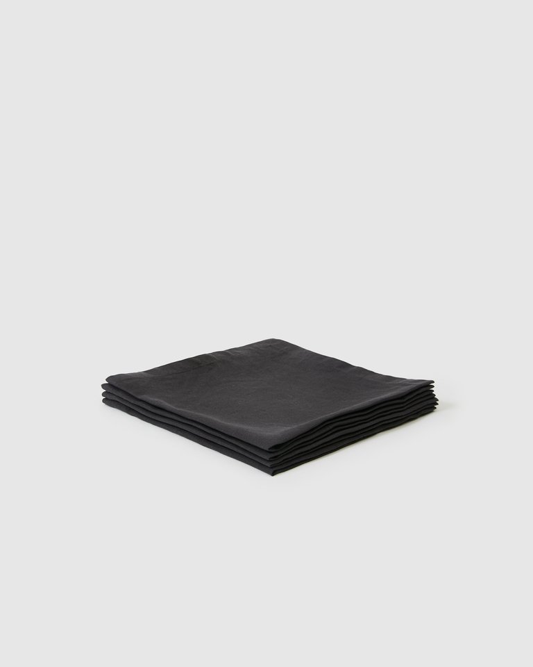 Berkeley Linen Table Napkins (Set of 4) - Charcoal - Charcoal