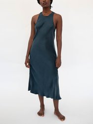 Gia Sandwashed Cupro Vegan Silk Sleep Dress - Blue